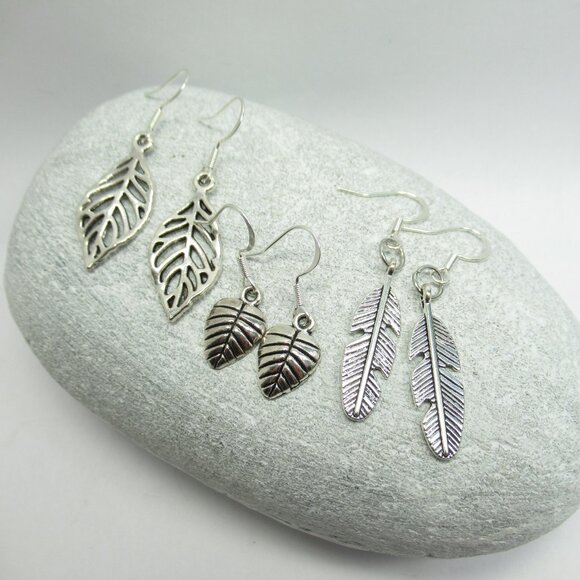 Trio of leaf earrings 3 - Picture 1 of 6